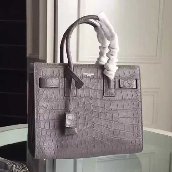 Replica Saint Laurent Baby Sac De Jour Croc Embossed Grey Bag